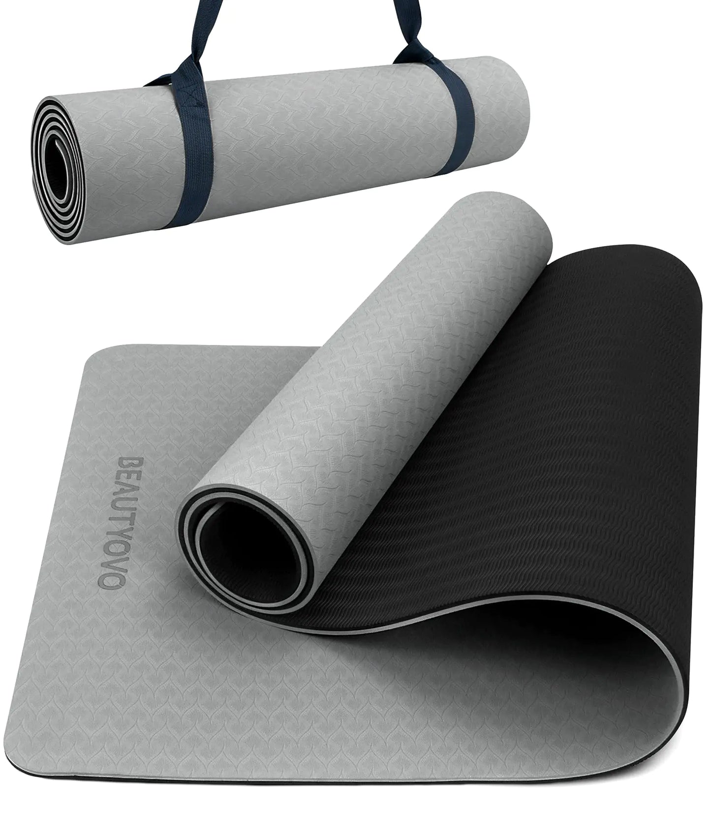 Extra Thick Yoga Mat with Strap – 1/3 Inch TPE, Non-Slip, Eco-Friendly for Yoga, Pilates & Home Workouts
