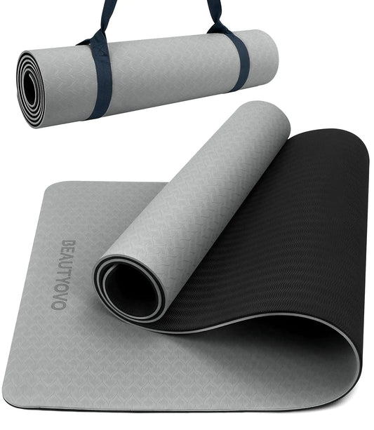 Extra Thick Yoga Mat with Strap – 1/3 Inch TPE, Non-Slip, Eco-Friendly for Yoga, Pilates & Home Workouts
