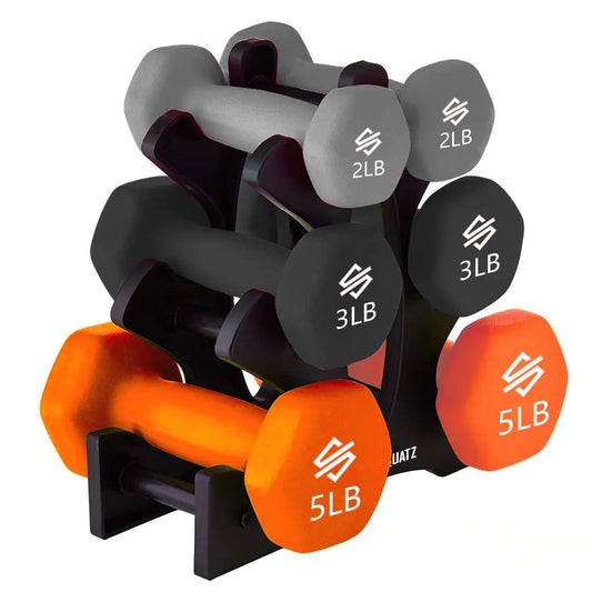 Dumbbell Weights Set with Stand 20lbs Neoprene Coated Weights in Color Gray Black and Orange