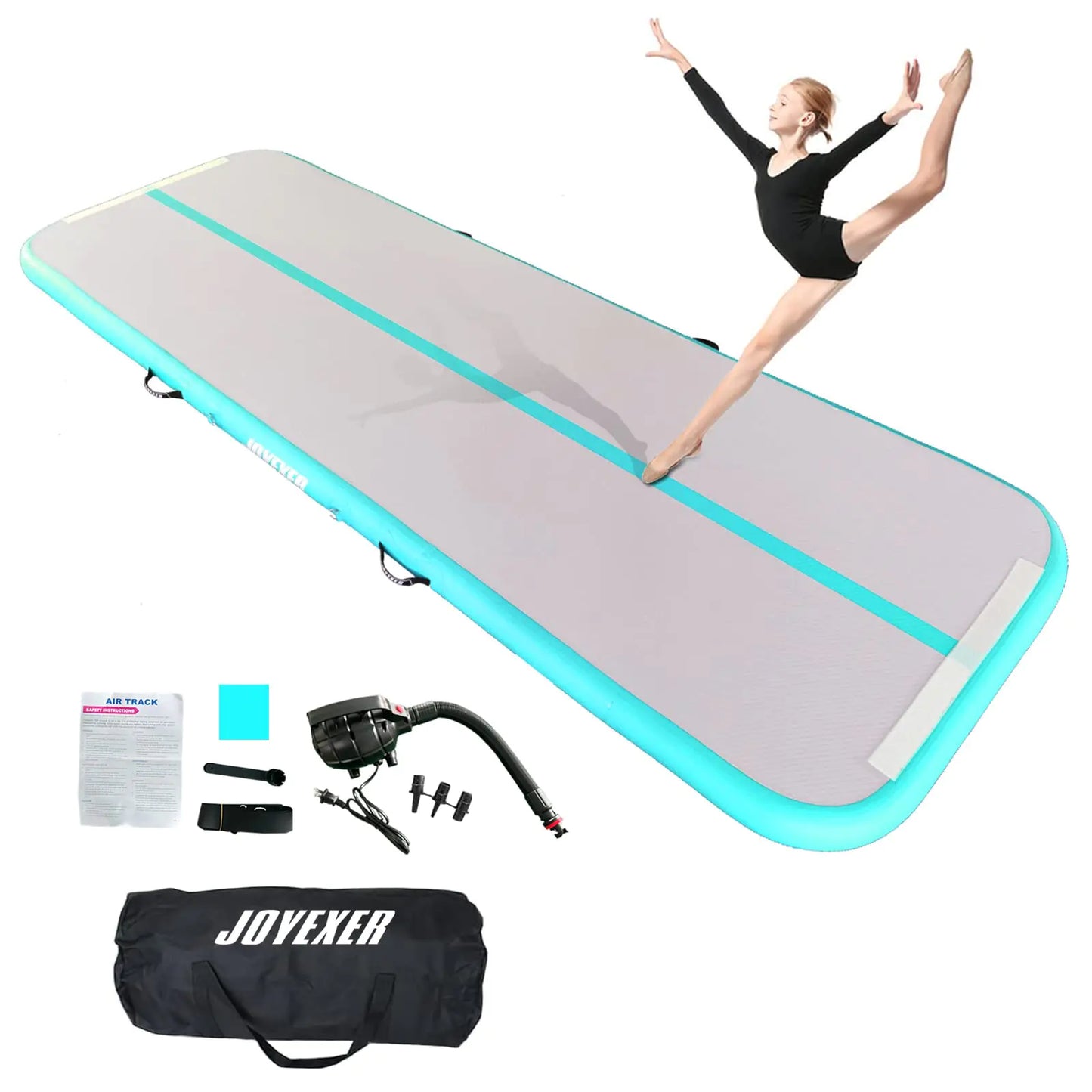 Inflatable Gymnastics Air Mat – Tumbling Training Mat with Electric Pump & Carry Bag (6.6–16 ft)